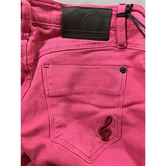 Maxime Cossoguy Jeans Womens 27‎ Pink Denim Pocketed Belted Zip Ladies 27x32 - Picture 9 of 13